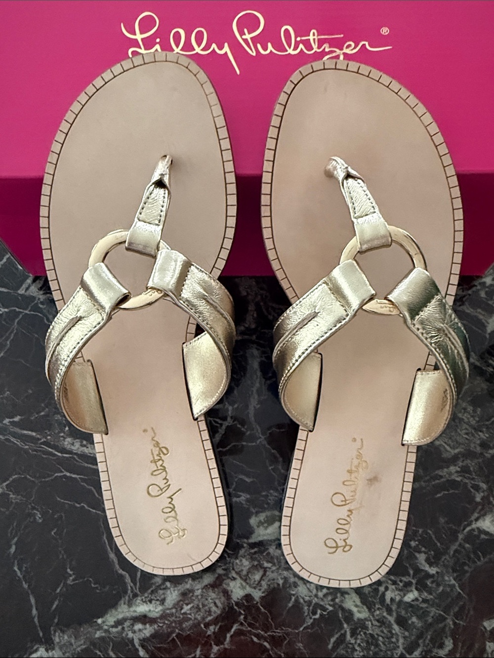 Lilly Pulitzer McKim Metallic Gold Ring-Accent Women's Sandals